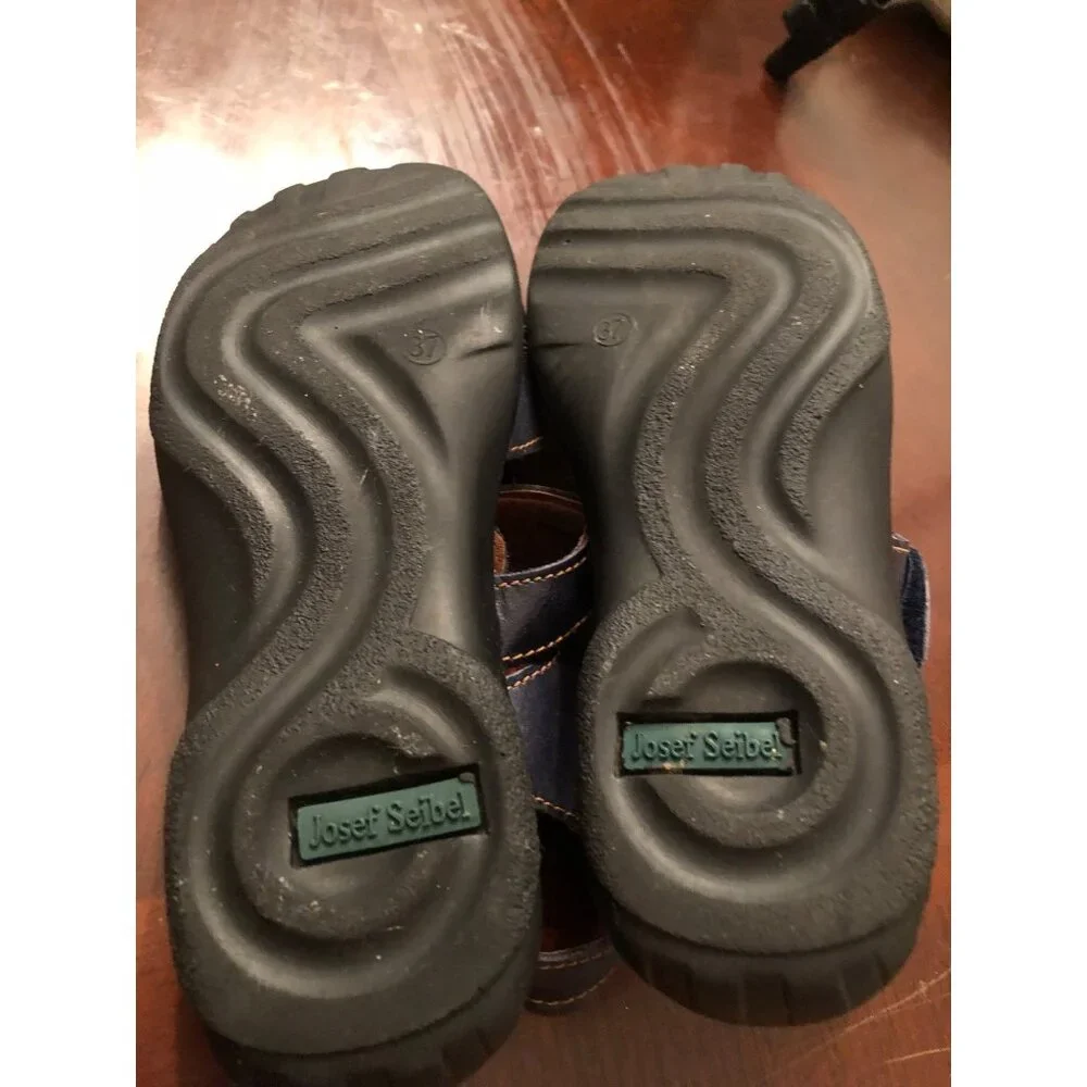 Josef Seibel Navy Leather Sandals With Adjustable Straps & Stitch no Detail Size - Picture 7 of 11